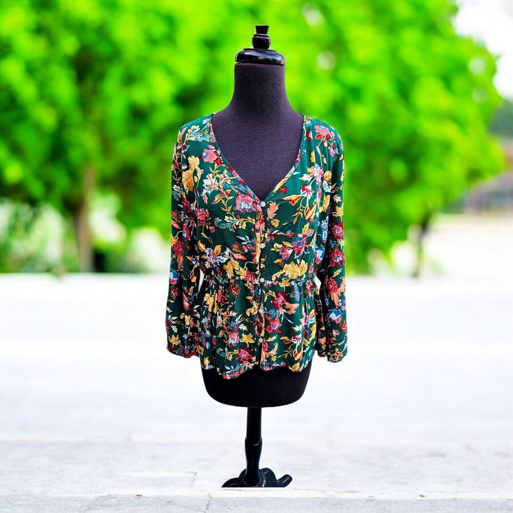 Frye Floral Green Blouse